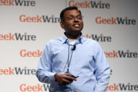 Swami Sivasubramanian, VP of AI for Amazon Web Services, speaks at the 2017 GeekWire Cloud Tech Summit.