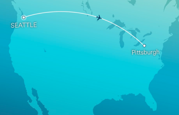 Seattle to Pittsburgh map