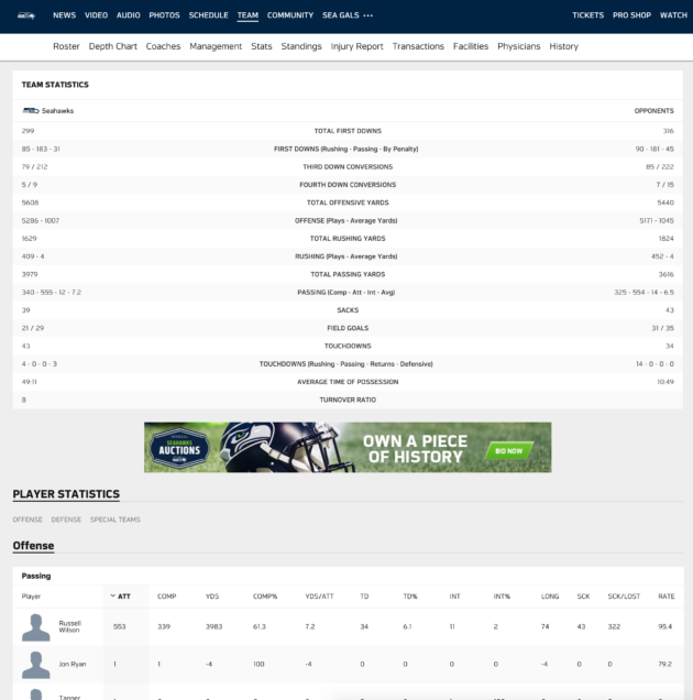 Seahawks website