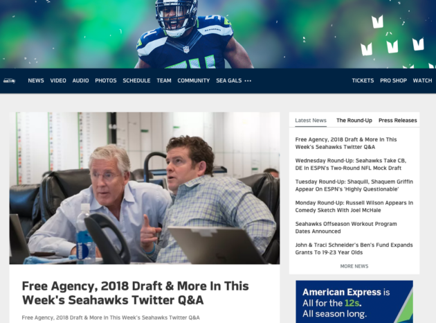 Seahawks website