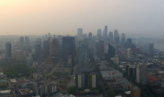Space Needle view of Seattle skyline