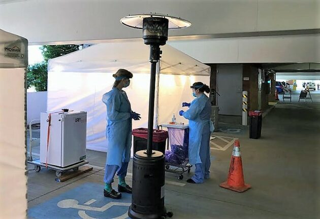 Drive-through coronavirus testing station