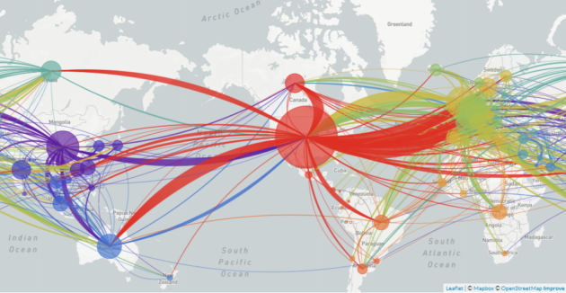 Virus transmission map