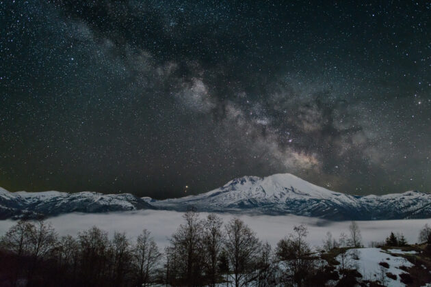 Mount St. Helens at night