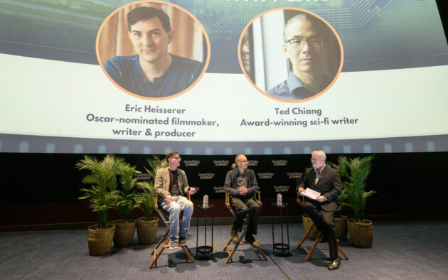 Heisserer, Chiang and Boyle at SIFF Cinema talking about AI for 2023 GeekWire Summit