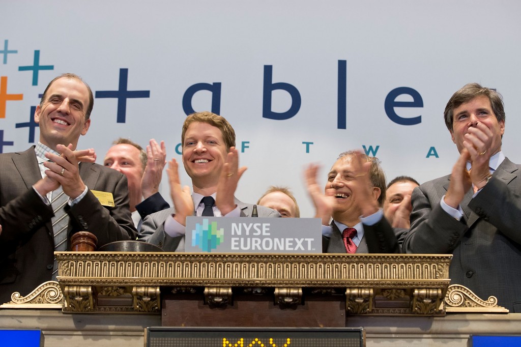Happier times on Wall Street for Tableau as execs celebrate their May 2013 IPO
